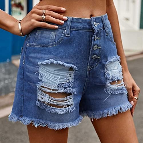 Oplxuo feminino casual shorts jeans rasgados shorts jeans de jeans desgastados bainha crua shorts de verão da moda