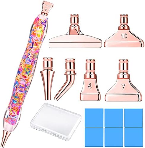 Caneta de pintura de diamante com aço inoxidável dicas de metal pontas Placers Cabeças, DIY Kit de ferramentas de ferramentas de acessórios de caneta de caneta de diamante ergonômica para pintura de diamantes artesanato de arte colorida