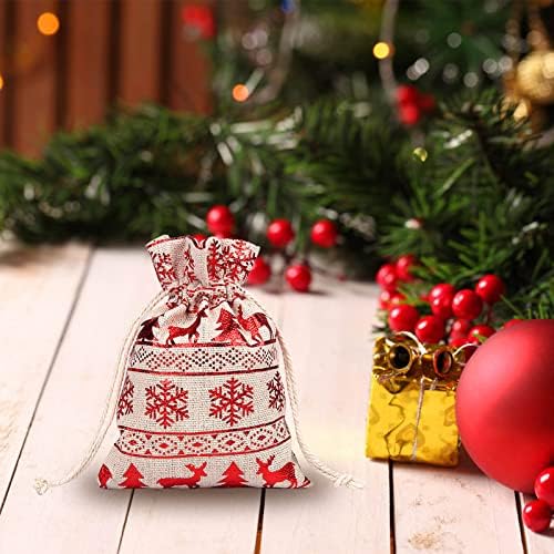 Dbylxmn Snowflake Bolsa de Natal Candystring Storage Algodão Bolsa de linho de linho Bolsa de armazenamento Bolsas de