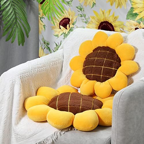 2 PCs Frohorh Floor Almofado amarelo Flor Flor Cushion travesseiro de girassol Pillow decorativo macio de girassol com travesseiro