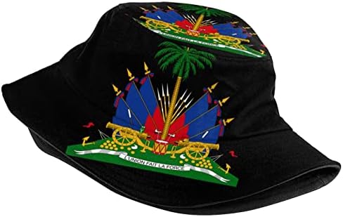 Vintage Funny Haiti Haitian Flag Bucket Hat for Men Mulheres Pacablable Summer Haiti Flag de chapéu de sol para mulheres