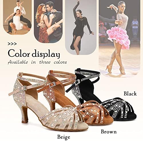Tinrymx Sapatos de dança latina Mulheres Rhinestones Tango Salsa Sapatos de dança de salão de baile de desempenho, Model-L432/L506