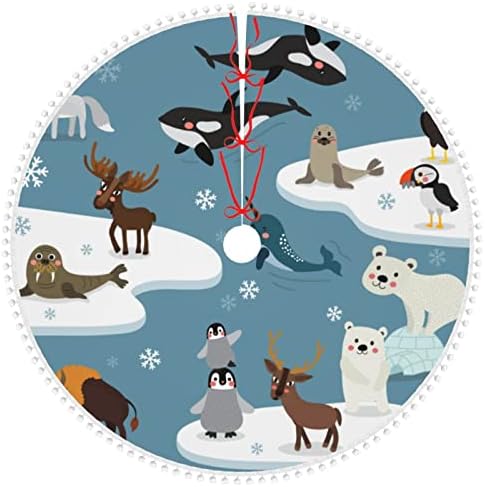 Saia de árvore de Natal com pom acabar o ártico-círculo-círculo de animais de férias de Natal decorações de casa 36