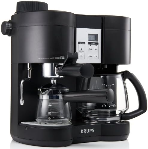Krups XP160050 Cafeteira e combinação de máquinas de expresso de aço inoxidável, preto