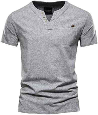 Henley de manga curta masculina camisetas de verão casual slim fit