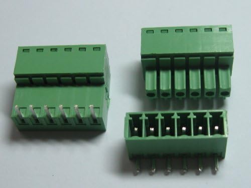 10 PCS Pitch Pitch 3,5mm ângulo de 6 via/pino parafuso de parafuso Terminal Block Connector com pino de ângulo Cores verdes Tipo de Skyking Tipo Skyking