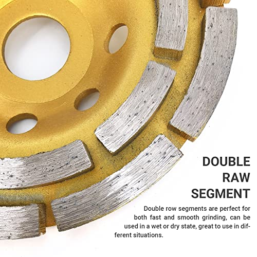 Roda de moagem de concreto Yaluso 3pcs 4-1/2 Roda de moagem de copo de diamante de linha dupla, roda de linha turbo de