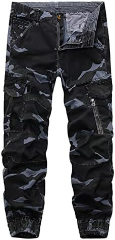 Calça de carga masculina moda mod de várias bolsas de tamanho grande calça casual de comprimento completo esporte calça