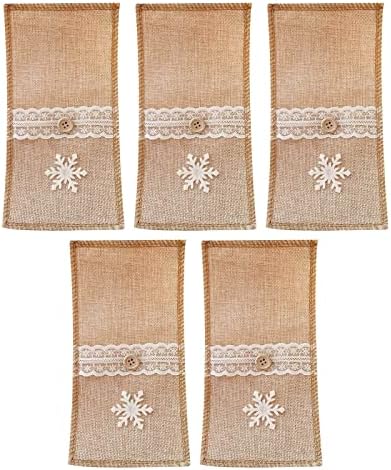 5pcs de talheres de natal decoração decorações de Natal Restaurante Decoração Gingham Gingham Sackcloth Decorações de talheres