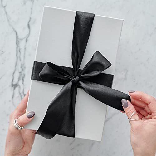 Fita preta para embalagem de presentes, fita contínua de 1 polegada x 100 jardas perfeita para decoração de casamento, artesanato
