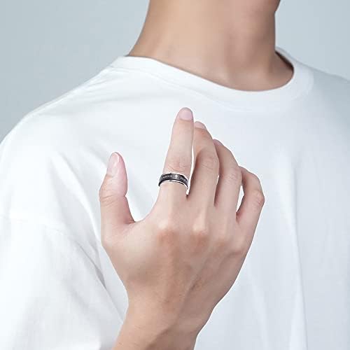 8mm preto aço inoxidável anel de anel de lorde do lorde anel rotativo anel de casamento giratória fidget inspirador cristão jesus bíblia anel cruzado ansiedade