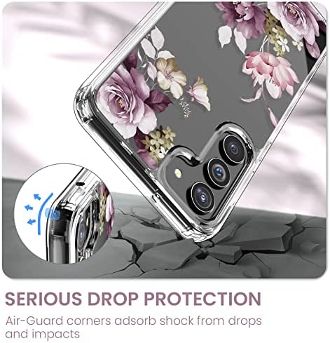 Dagoroo para Samsung Galaxy S23 Plus Caso com protetor de tela de vidro temperado, meninas Mulheres Cristal Clear Flower Pattern