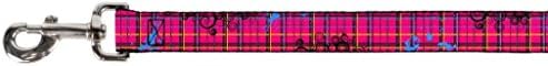 Coleira de estimação de fivela - cachos xadrezes rosa/preto/amarelo/azul - 4 pés de comprimento - 1 de largura