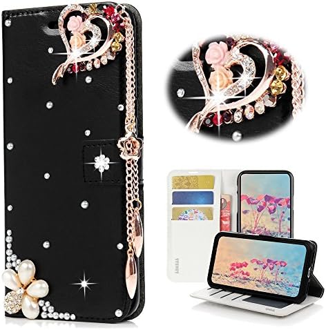 Stenes Moto E5 Plus Caso - Elegante - 3D Made Bling Bling Crystal Butterfly Crescent Lua Cartão de crédito Slots Dobra Stand