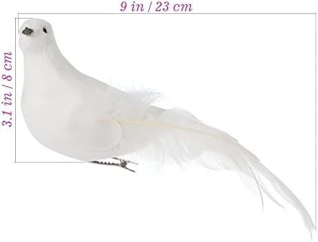 PretyZoom 2pcs Branco de Natal Aves Artificial Paz de Ponto Ornamento Ornamentos de Pássaros de Natal Com Clipes Decorações de Ornamento