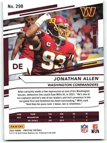 2022 Panini Prestige 298 Jonathan Allen NM-MT Washington Commands Football