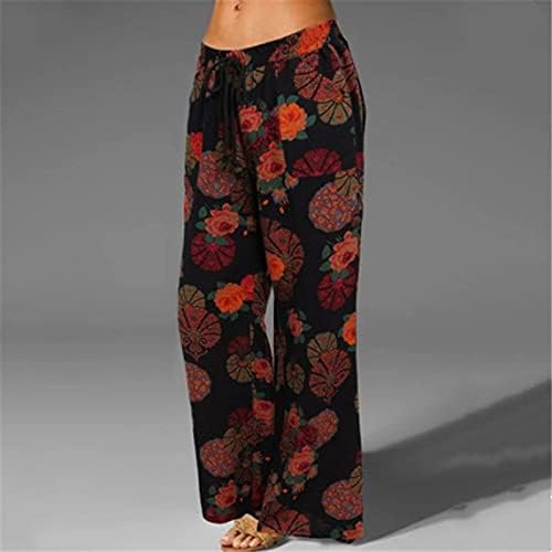 Ethkia Long Pants for Women Retro Caminhadas de cordão solto calças impressas de calças de esportes casuais calças de outono fofo