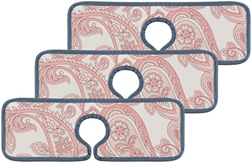 Torneira de cozinha absorvente tapete 3 peças Paise macio Paisley Tribal Torneira Pia de pia Splash Guard Banheiro e RV, torneira