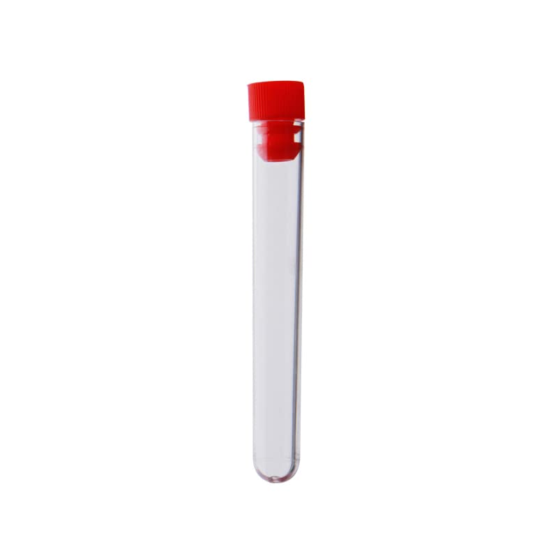 10pcs 12x100mm 8ml Tubos de teste com tampas vermelhas Tubos de teste de plástico transparente definido para Halloween,
