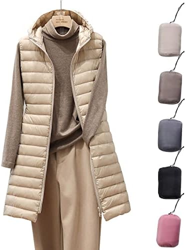 Sikye Womens Down Colet Winter Long Winter, Colete de casaco macio e espessado, casacos confortáveis ​​para o ar