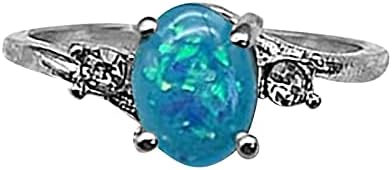 Corte oval Criado Opal Cubic Zirconia Ring Birthstone Gemstone Solitaire Ring for Women Opal Wedding Engagement