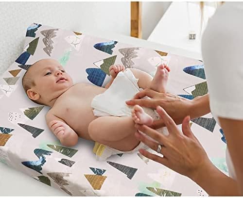 Folha de berço de menino e cobertura de troca de almofadas, cama de berçário de montanha, folhas de montanha para o colchão