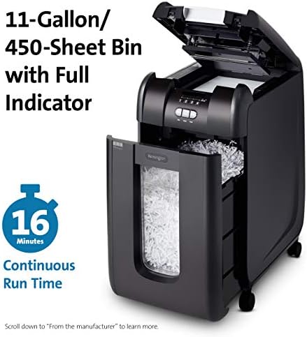 Kensington Shredder-OfficeAssist A3000 Auto-Feed Anti-Jam P4 300 Folhas Cruzadas Shredder