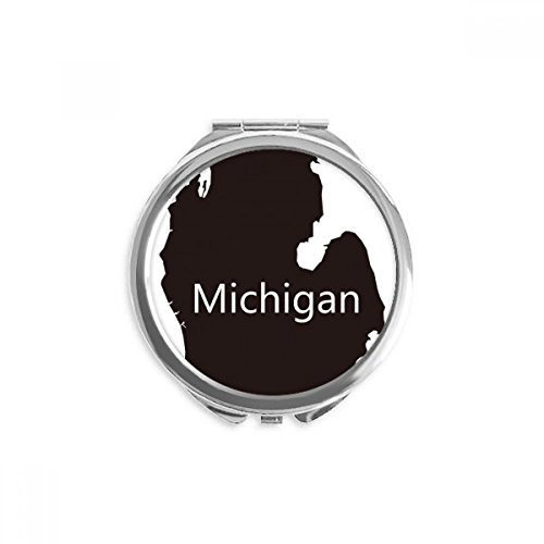 Michigan America USA Map Outline Compact Mandle Round Portable Pocket Glass
