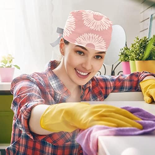 Chapéu de trabalho com botões e laços de fita para mulheres 2 pacotes, flores brancas rosa