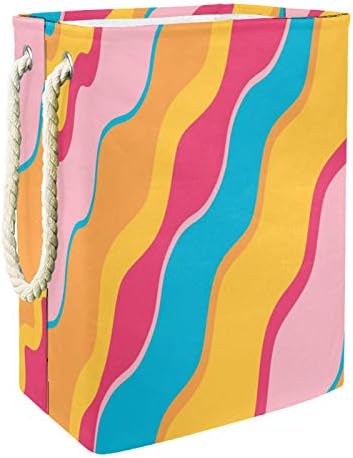 Deyya Bolo Paleta de colorido pintando cestas de lavanderia arco -íris cestam de altura dobrável para crianças adultas meninos adolescentes meninas em quartos banheiro 19.3x11.8x15.9 em/49x30x40.5 cm