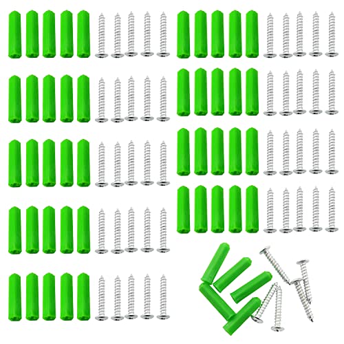 Âncoras e parafusos de parede kit csnsd 50pcs m4x25 âncoras de drywall de plástico verde redondo âncoras e parafusos