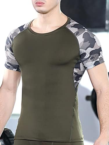 Doomiva Men's Sports Sports T-shirt Muscle Bodybuilding Compressão Camisões de manga curta Treina de camada de base ativa da camada