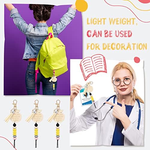 6 PCs Professores de madeira colhedores para identificação Badges Keychain cordão para professores enfermeiros adolescentes teens