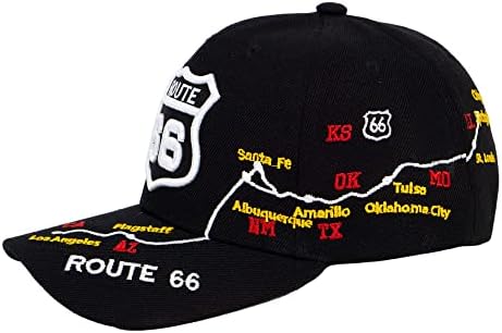 Top Headwear Route 66 Sign Sign Ajustável gancho e chapéu de loop