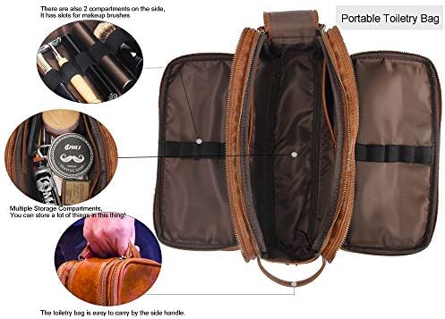 RC Rockcow Kit DOPP de couro personalizado para homens Bolsa de higiene pessoal de viagem Bolsa de barbear cosméticos marrom