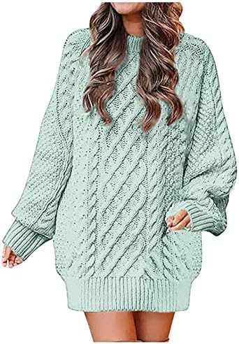 Holiday feminino topo em silhueta grande, suéter robusto a cabo, tops de colheita de suéter térmico de comprimento