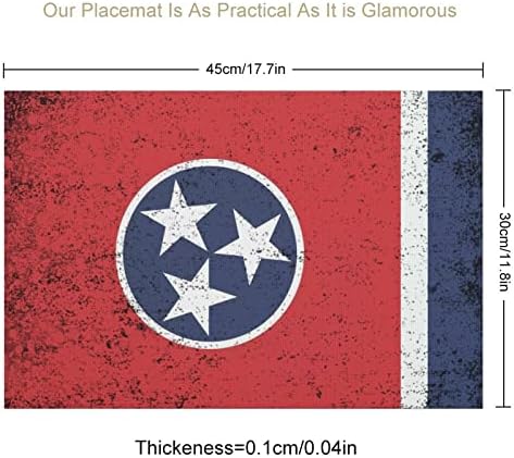 Tennessee State Flag plástico Tabela de jantar 17,7 x 11,8 PVC Pad Pad Tampa de protetor retângulo