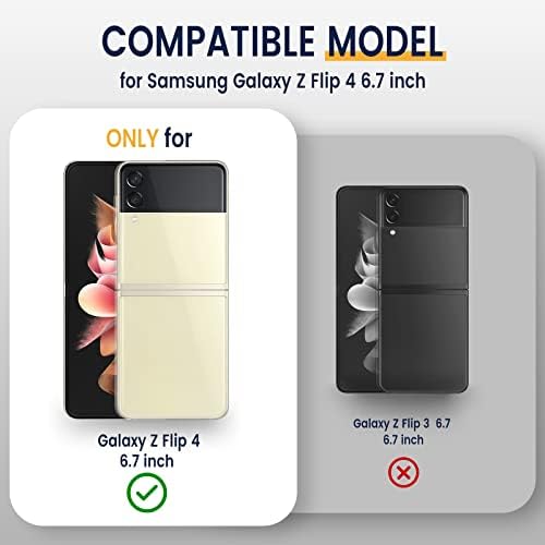 GOTON PARA SAMSUNG Z Flip 4 Case, Galaxy Z Flip 4 Case com tampa da câmera, [Proteção da dobradiça] e 360 ​​° Ring Kickstand Grade