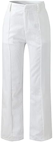 Miashui Beach Pant Womens Alta cor sólida cor reta Corduroy Leggings casuais casuais calças petite casual