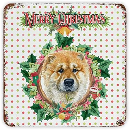 Natal Mistletoe Wreath Dog Dog Vintage Metal Tin Sign Placa Metal Art Print