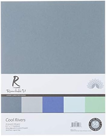 Papel de cartolina premium colorido 8,5 ”x 11”, cores frias variadas | 65lb Textura suave | Cartão de núcleo sólido para artesanato e scrapbooking | 50 folhas
