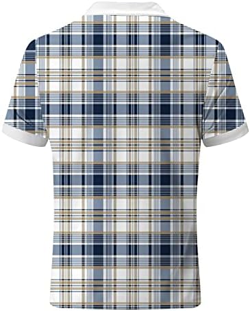 XXBR Men Shirts Summer Summer Plaid Slave Sleeve Quarter Zip Contrast Golfe Top Sampion Tops de camisa