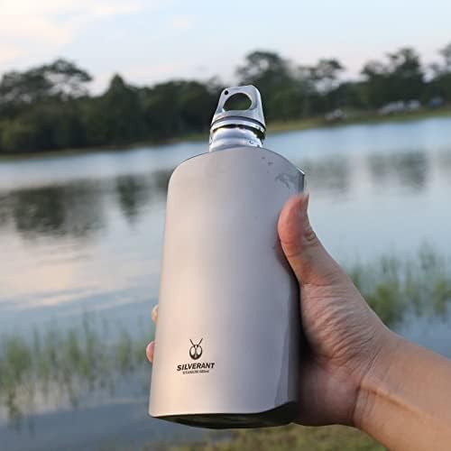 Garrafa de água de titânio Ultralight Silrantant 600ml/21,1 fl oz - garrafa de hidratação de esportes de caminhada de camping ao