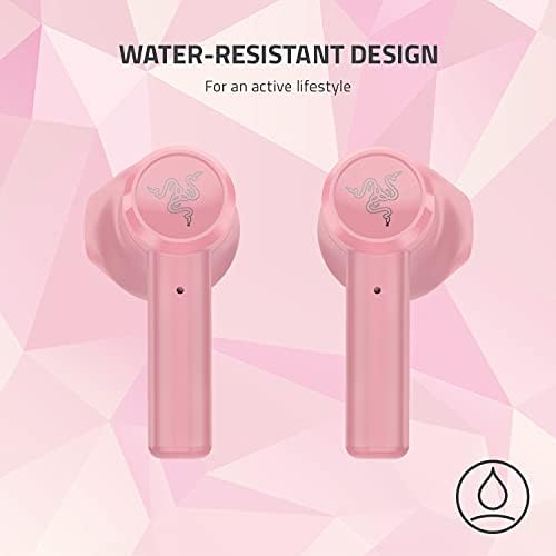 Razer Hammerhead Wireless Wireless Bluetooth Gaming Earbuds: 60ms de baixa latência - resistente à água IPX4 - Bluetooth 5.0 emparelhamento automático - Touch habilitado - 13mm Drivers - Quartz Pink