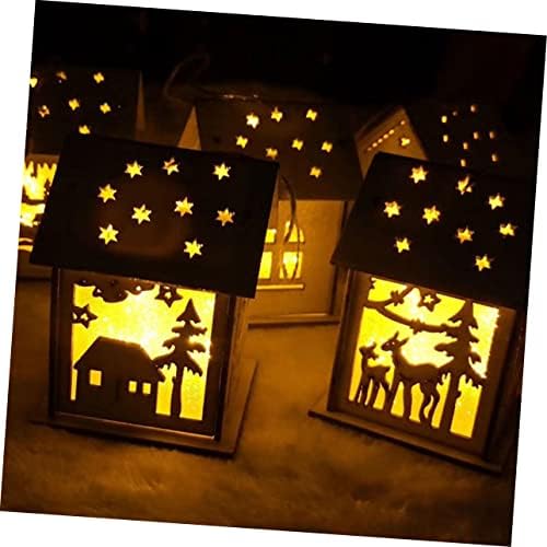 Ibasenice 2pcs Christmas Glow Log House Papai Noel Sleigh Toy Toy Nativity Crafts for Kids Nativity Ornamentos Casas da vila de Natal Light Up Cottage House Christmas Village House com LEGH LED LED