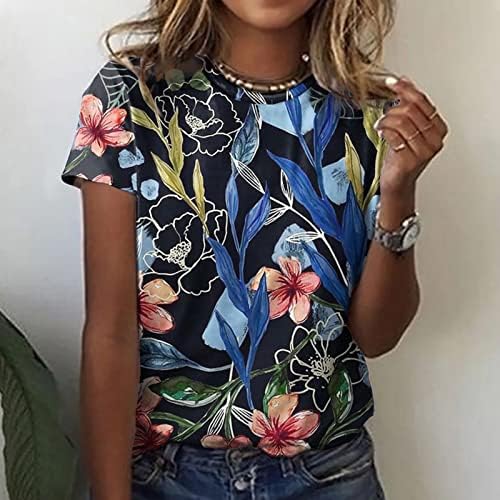 Floral Graphic Relaxed Fit Bloups for Juniors Fall Summer Summer Slave Boat Boat Lounge Bloups Tshirts adolescentes meninas