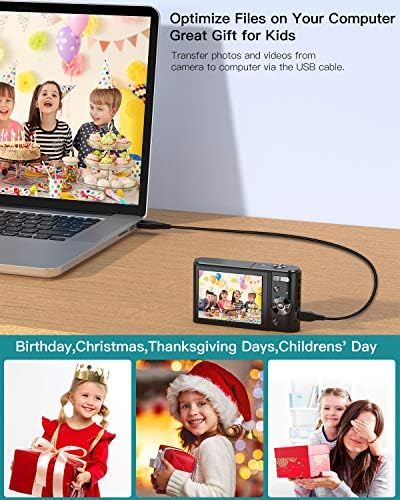 Câmera digital 2,7K Ultra HD Mini Câmera de 44mp 2,8 polegadas LCD Screen Recarregável Câmera de bolso compacta com câmera de bolso com Zoom digital 16x YouTube Vlogging para crianças, adulto, iniciantes