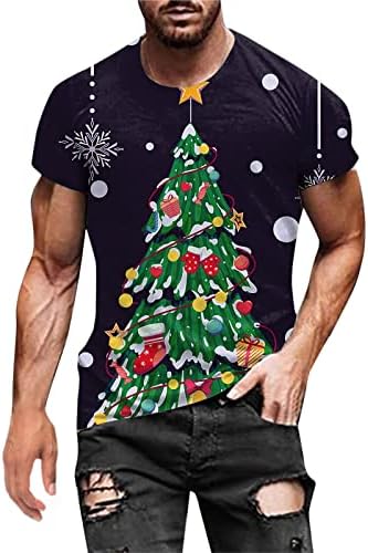Wocachi Christmas Mens Solider de manga curta Camisetas, Funny Xmas Santa Claus Treino Athletic de Tops gráficos ajustados