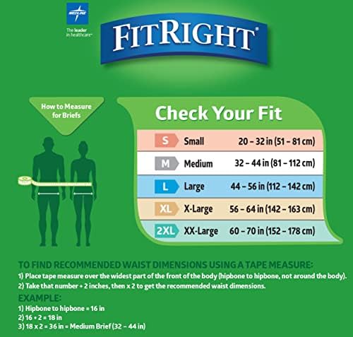 Fitright Optifit Super Adult Briefs, fraldas de incontinência com abas, absorção máxima, 2xl, 60 a 70 , 20 contagem