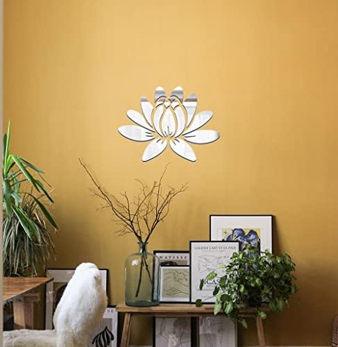 Lazylive Zen Lotus Decor Decor acrílico 3D Espelho Peel e Stick Decoração de parede Auto -adesiva Ornamento de ioga Sala de ginástica Meditação Decoração da sala de chá